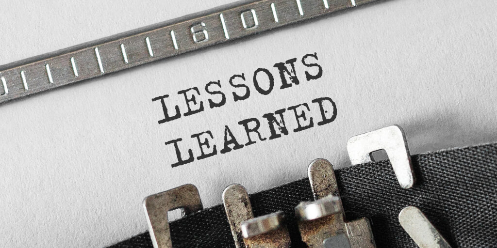 15 Lessons Learned typed on a typewriter for Ampersand's Marketing & Advertising Fundamentals