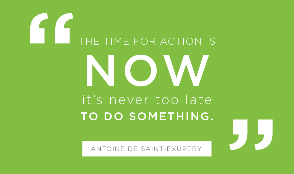 the time for action is now. it's never too late to do something. quote